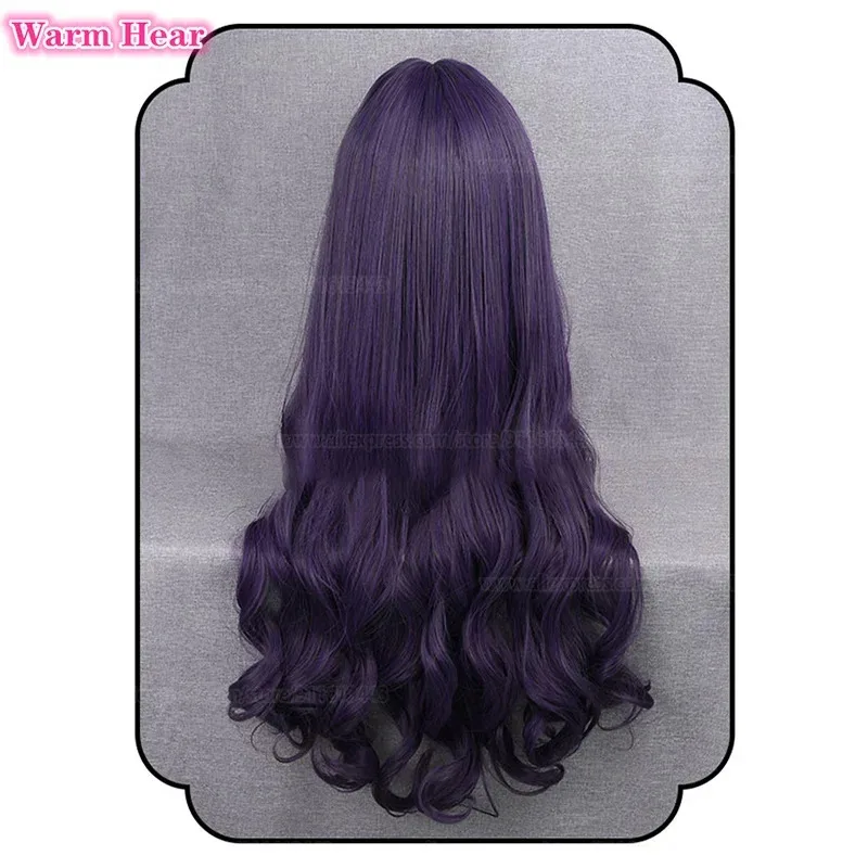 Anime Card Captor Sakura Tomoyo Daidouji Cosplay Wig 80cm Long Dark Gray Purple Curly Heat Resistant Woman Party Wigs   Wig Cap