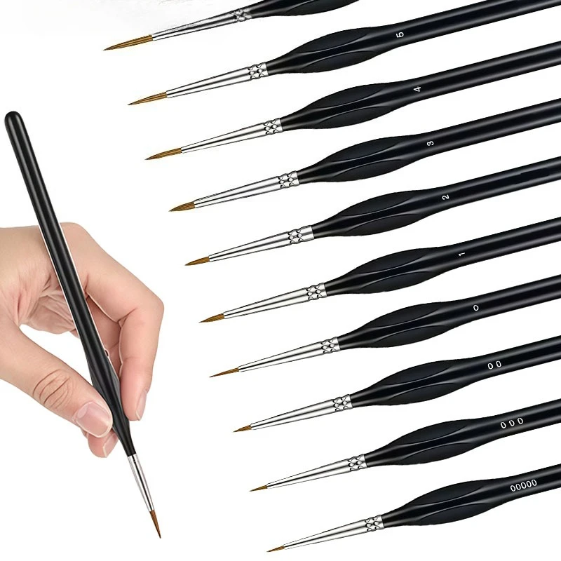 Set of 11 Dental-Grade Fine Brushes, Micro Detail Brushes, Acrylic Artist Brush Set, Paint by Number Brushes for, Watercolor Oil