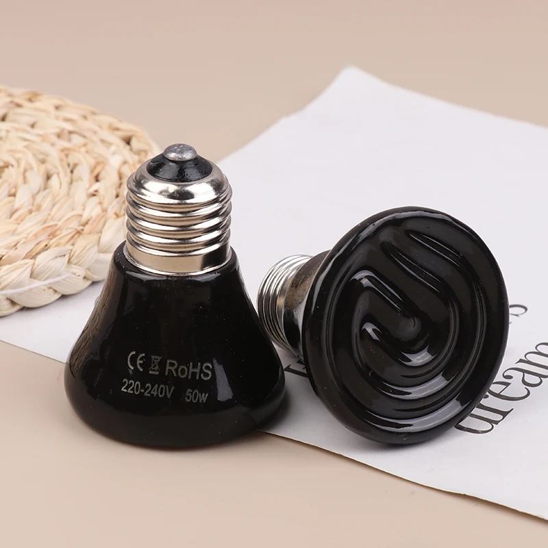 1 قطعة صندوق الحيوانات الأليفة الزواحف لا ضوء الأشعة تحت الحمراء البعيدة السيراميك مصباح التدفئة E27 صغيرة صغيرة مصباح الحرارة 25 واط 50 واط 75 واط مصباح تدفئة الحيوانات الأليفة الصغيرة #5