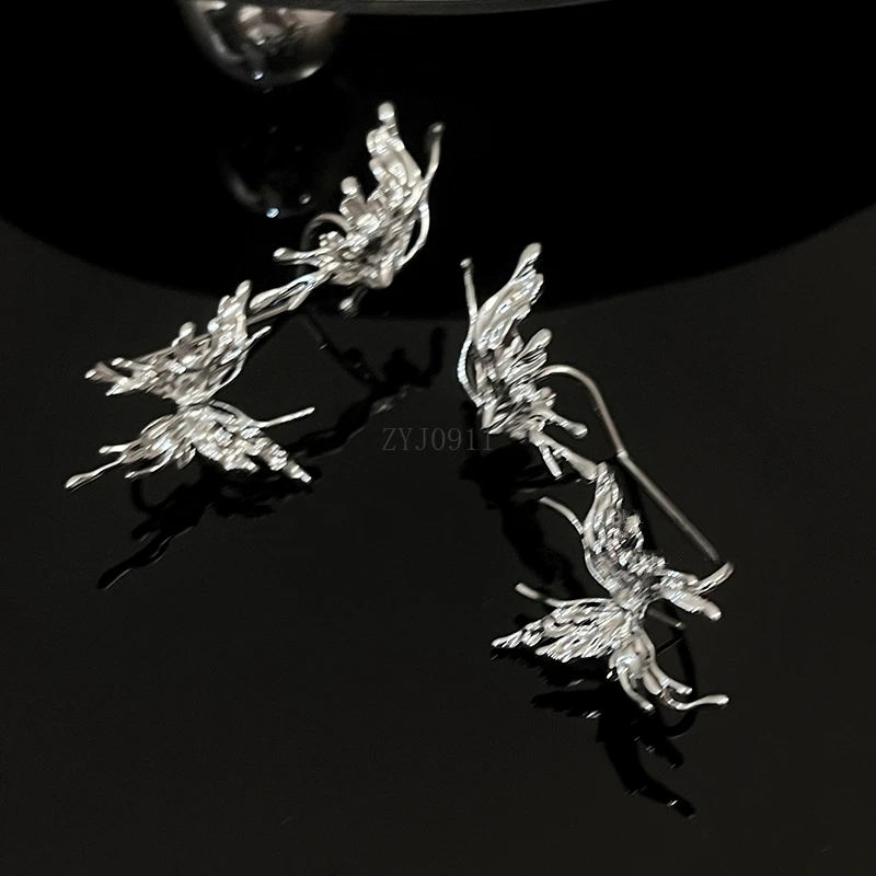 스털링 실버 귀 클립 여성용 나비 스터드 귀걸이 틈새 디자인 라이트 럭셔리 귀걸이