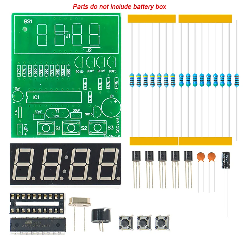 Reloj electrónico de 4 dígitos, Kit de soldadura artesanal, microcontrolador, entrenamiento de soldadura, enseñanza electrónica