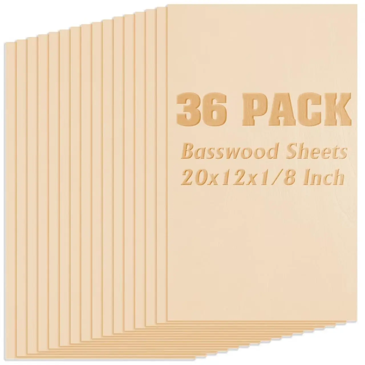 

36 Pack Basswood Sheets 1/8 Inch Unfinished Wood 20x12inch for Laser Cutting DIY Crafts