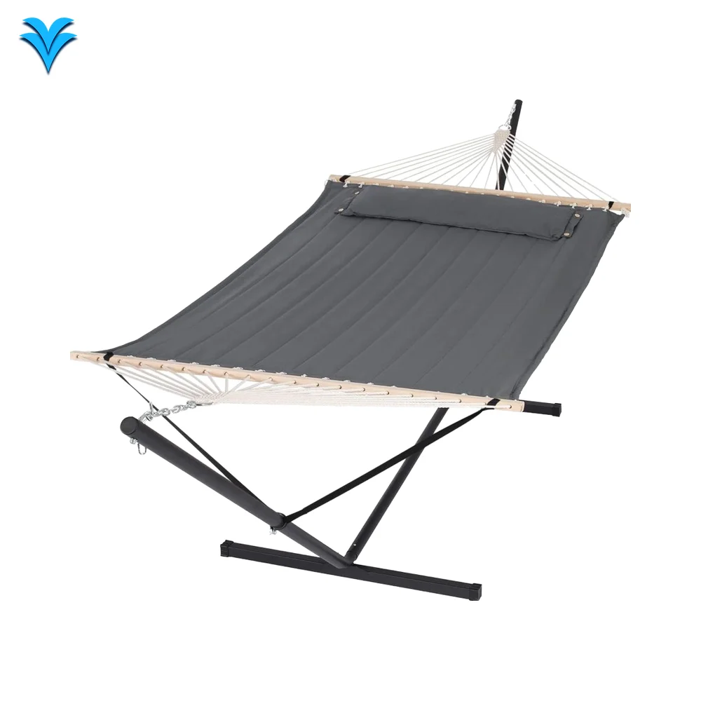 

2-Person Heavy Duty Portable Hammock with Stand 475 Lbs Capacity Dark Grey
