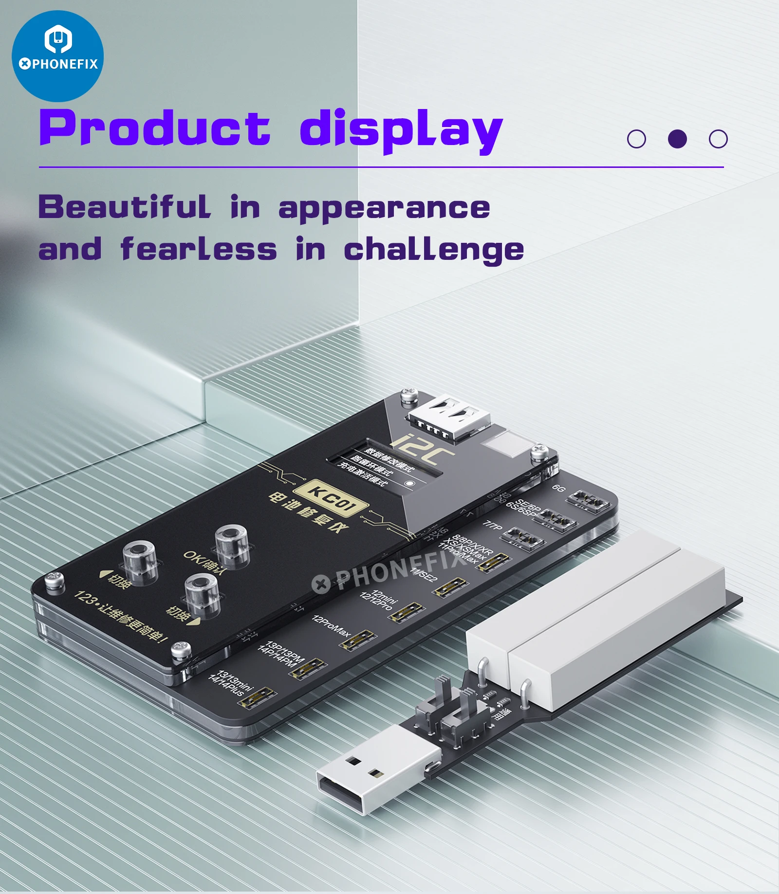 Instrumento de reparo da bateria i2c kc01 para iphone 6-14 pro max bateria leitura de dados de gravação revisão ciclo modificação da bateria saúde