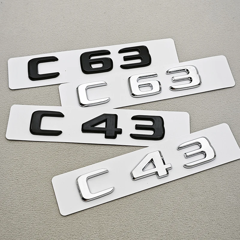 3D ABS Car Logo C43 C63 Emblem for W203 W204 W205 C 43 63 Car Rear Trunk Badge Letters Sticker Accessories view 2