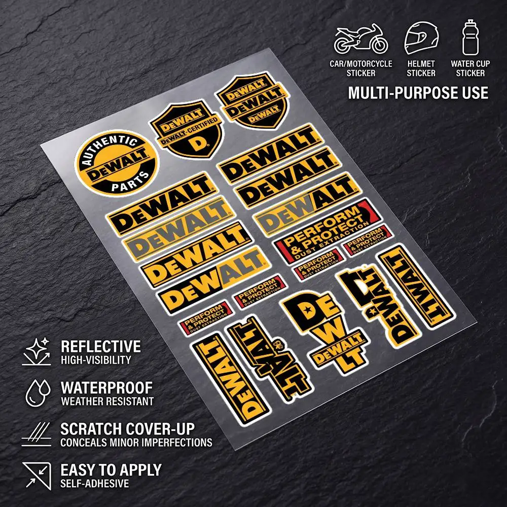 

FOR DEWALT Durable Waterproof Reflective Decor Sticker Scratch Cover For Motorcycle Car Helmet Fridge Accessories