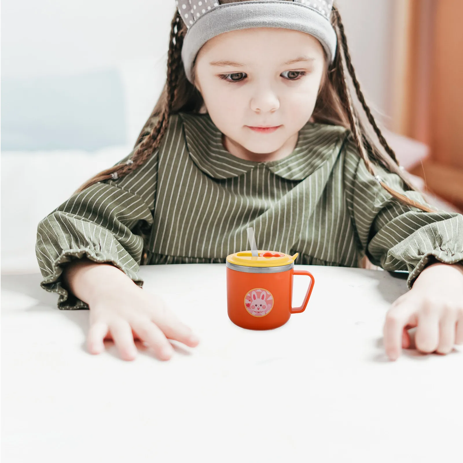 

Детская металлическая термокружка с ручкой и милым мультяшным дизайном для школы и детского сада