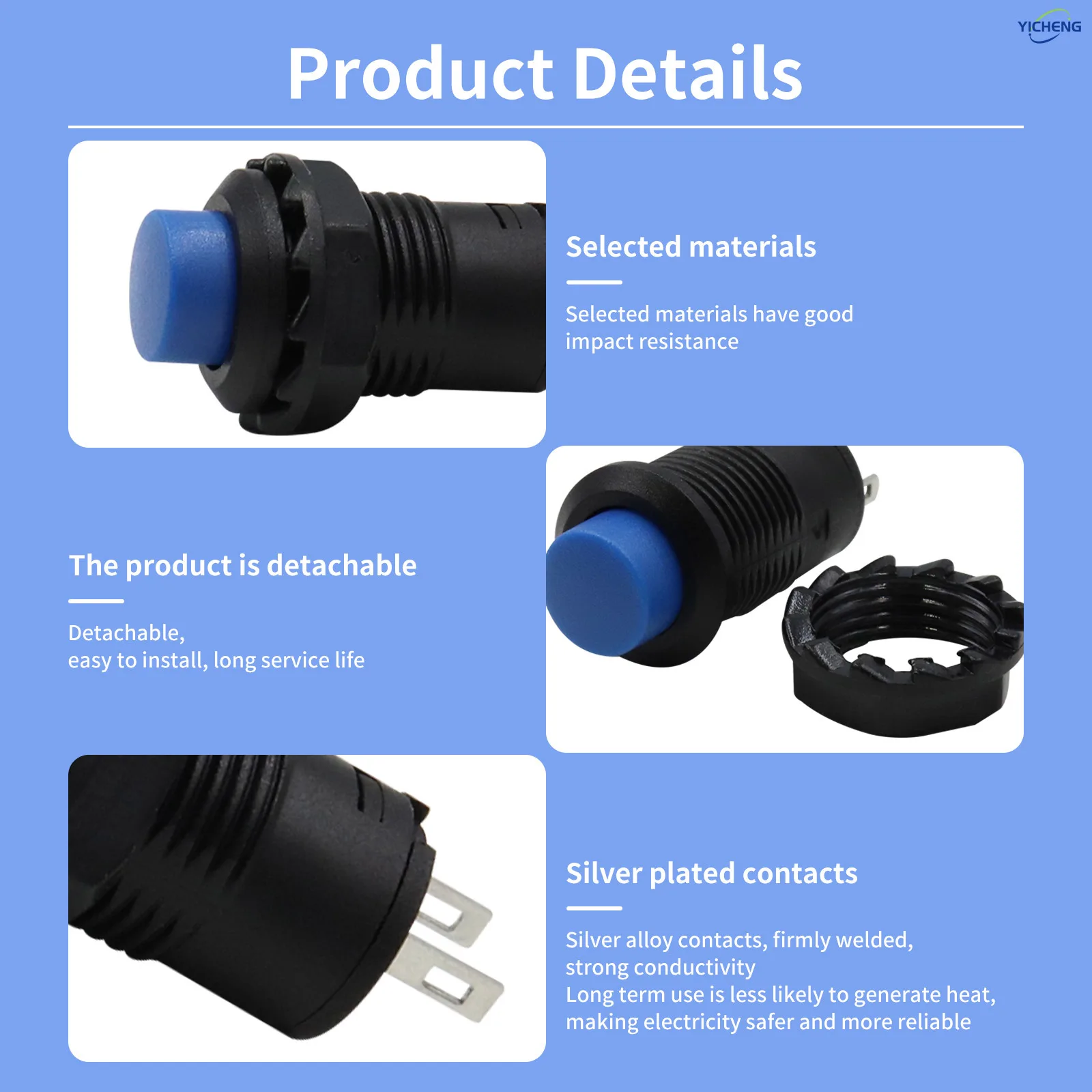 Picture 6: 6pcs Self locking /Momentary Pushbutton Switches OFF- ON Push Button Switch,Welded 150mm cable, customizable length.
