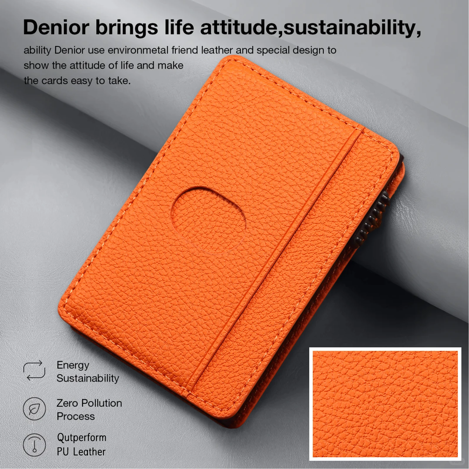 Bolsa para tarjetas magnética de cuero PU con estampado de lichi Denior con función automática de despacho de tarjetas, capaz de contener 8 carteras para tarjetas