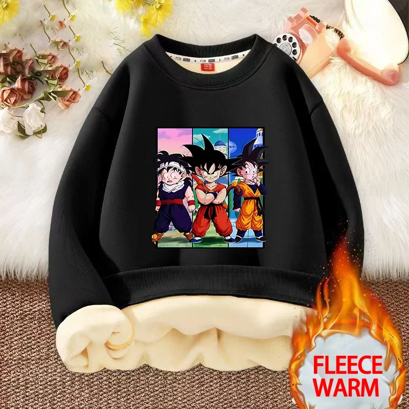 Dragon Ball Winter O-neck Childrens Sweatshirt  Pullover Sportswear Crewneck Warmth Printed Tops Long-sleeved Loose Kids Clothes