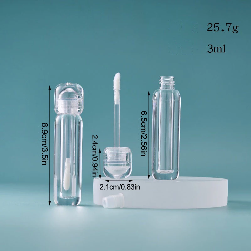 1 pçs tubo de brilho labial vazio transparente 3ml/3.5ml garrafa de esmalte labial batom líquido diy garrafa recarregável recipiente cosmético