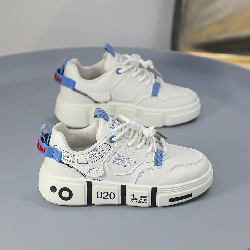 الوالدين والطفل جديد الدانتيل متابعة الأطفال أحذية جلدية عادية الطلاب منخفضة أعلى أحذية رياضية الأولاد مقاومة للاهتراء عدم الانزلاق مجلس الأحذية #6