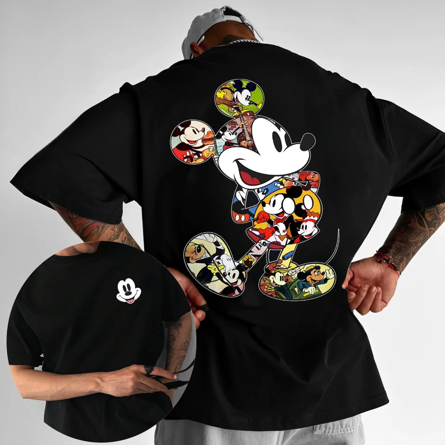 

Лето 2022, футболка с принтом Disney Mickey из 100% хлопка, пара, унисекс, детская уличная одежда большого размера, модная дышащая футболка Y2K