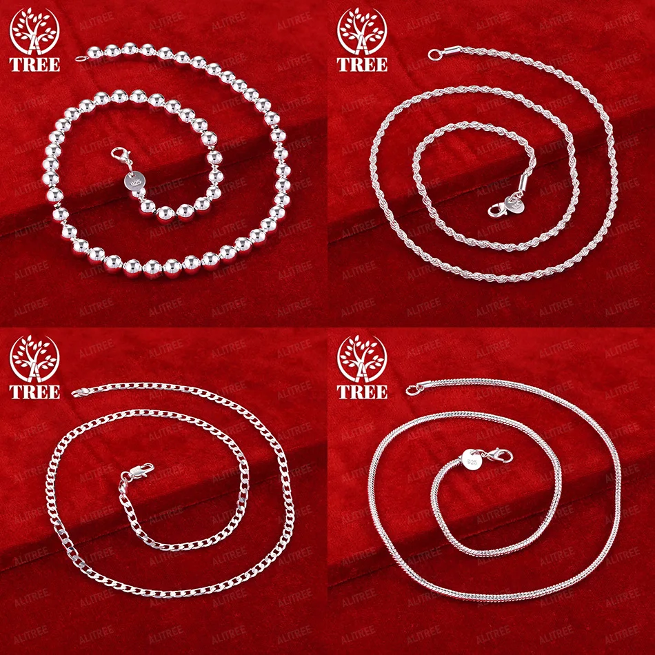 

925 Sterling Silver Twisted Rope Chain Bead Chain Snake Chain Cuban Chain Women Charm Fashion Party Birthday Jewelry Accessories