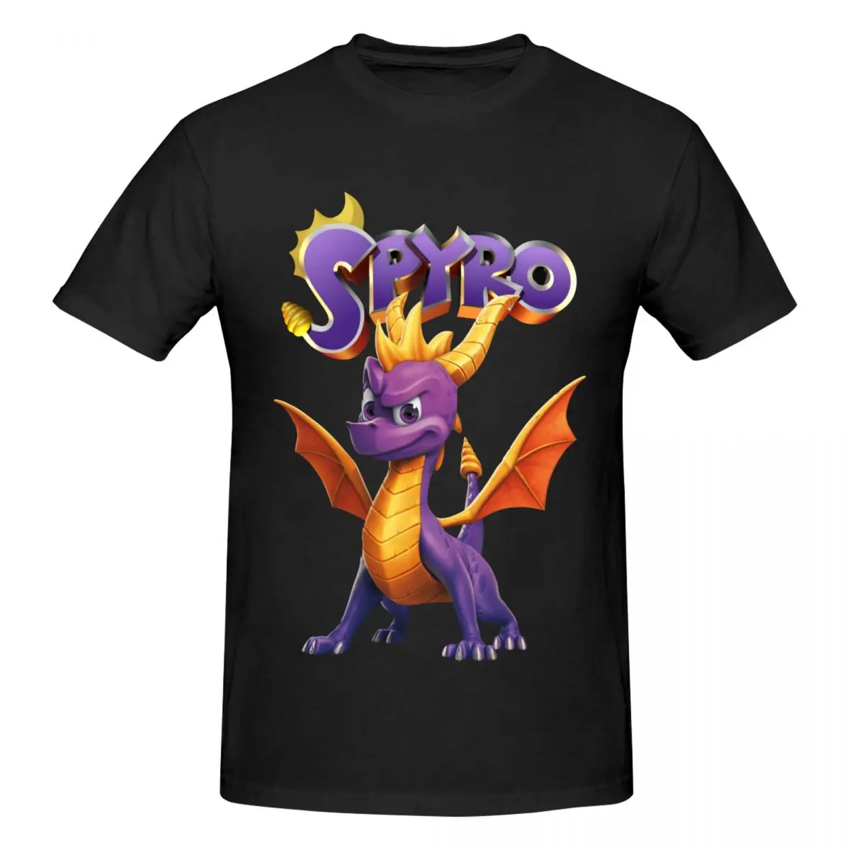 Men Dragons Playing Platforms Video Games Spyro The Dragon T Shirt Streetwear Big Size O-neck Cotton Sleeve Tee Shirt