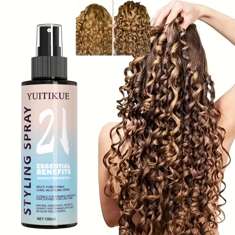

YUITIKUE styling spray, multifunctional leave-in styling spray suitable for perm and curling, 48-hour frizz control.