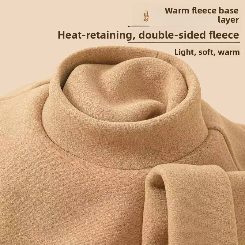 

Double-Sided Fleece Warmth Insulated Long Sleeve Half-High Collar Men's Thermal Underwear Breathable Soft Polyester Top
