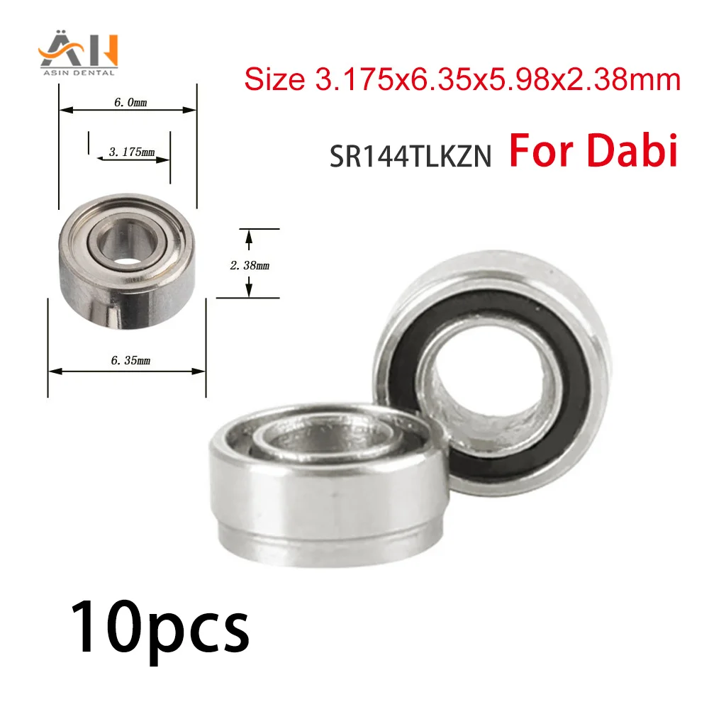 

10pcs Dental Ceramic Bearings For Dabi Atlante Handpiece Size 3.175mm*6.35mm*2.38mm Step Dentist RS350 KV637