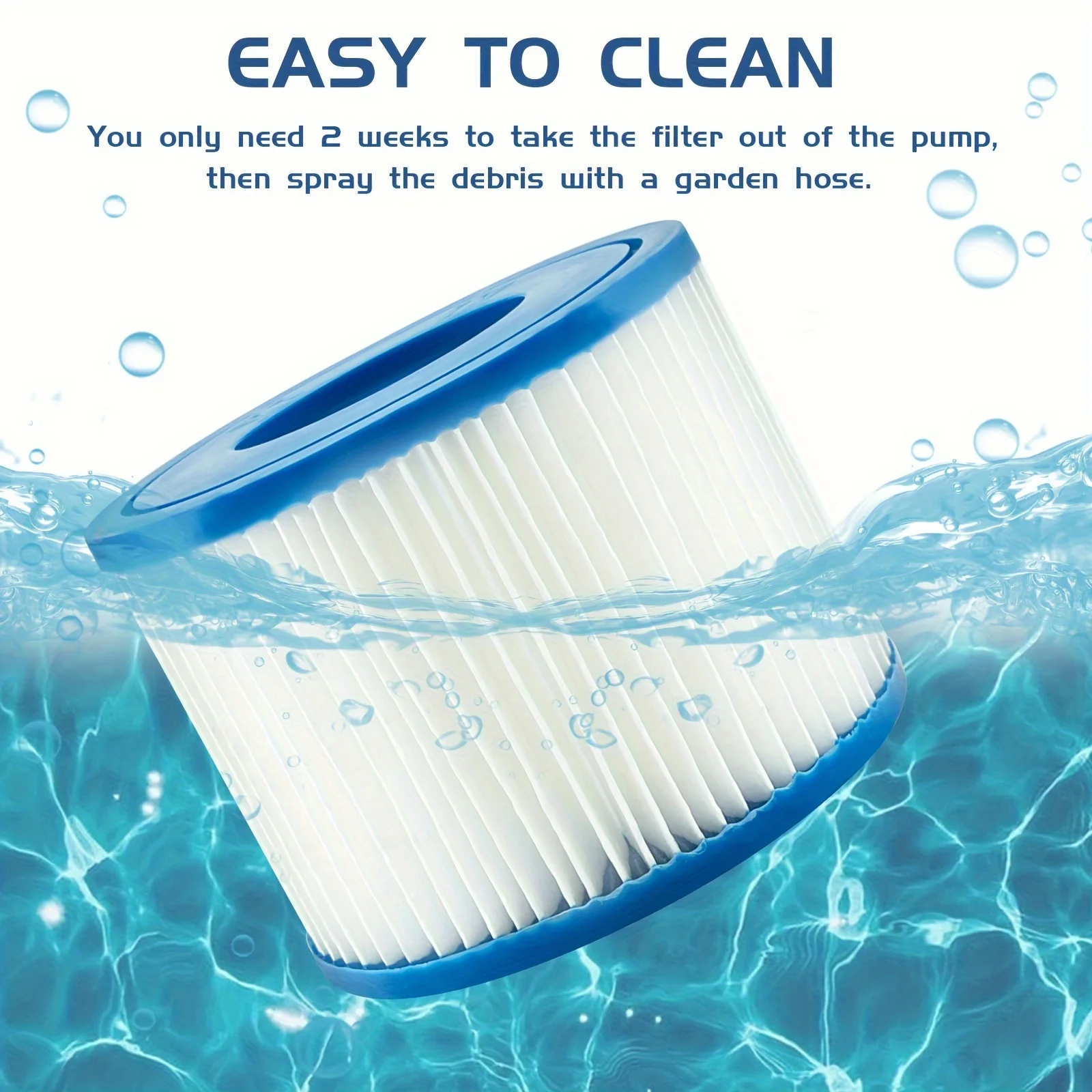 Tipo vi filtro de banheira de hidromassagem, substituição de filtro de piscina, extremidades de borracha macia, substituição de filtro de spa, filtro de piscina reutilizável para bestway