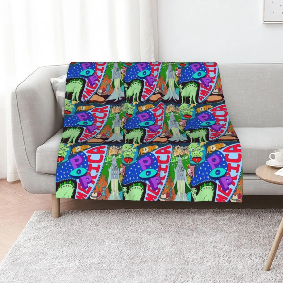 Pop America Throw Blanket Decorative Soft Throw Blanket for Couch Sofa