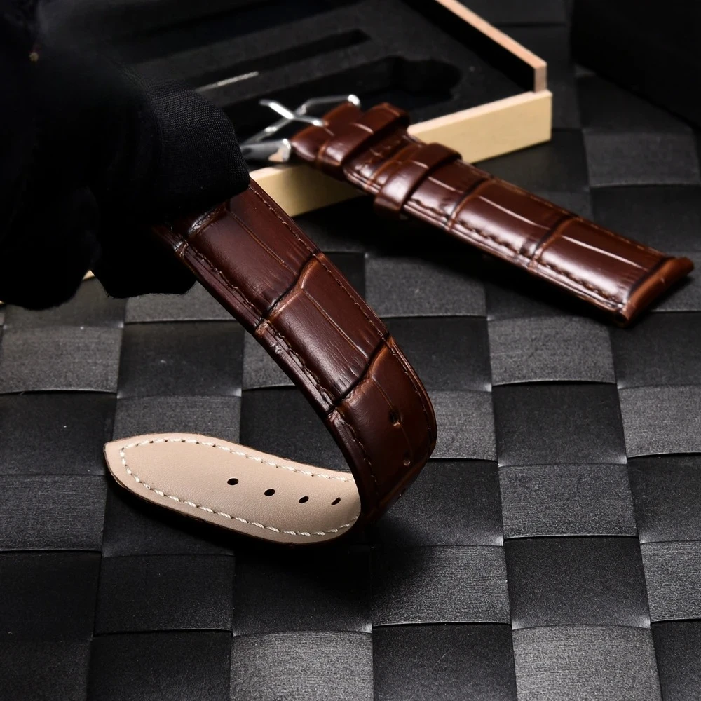 الخيزران الحبوب جلد طبيعي حزام الساعات 18 مللي متر 20 مللي متر 22 مللي متر 24 مللي متر الرجال النساء الأعمال جلد العجل حزام ساعة اليد مع صندوق هدية