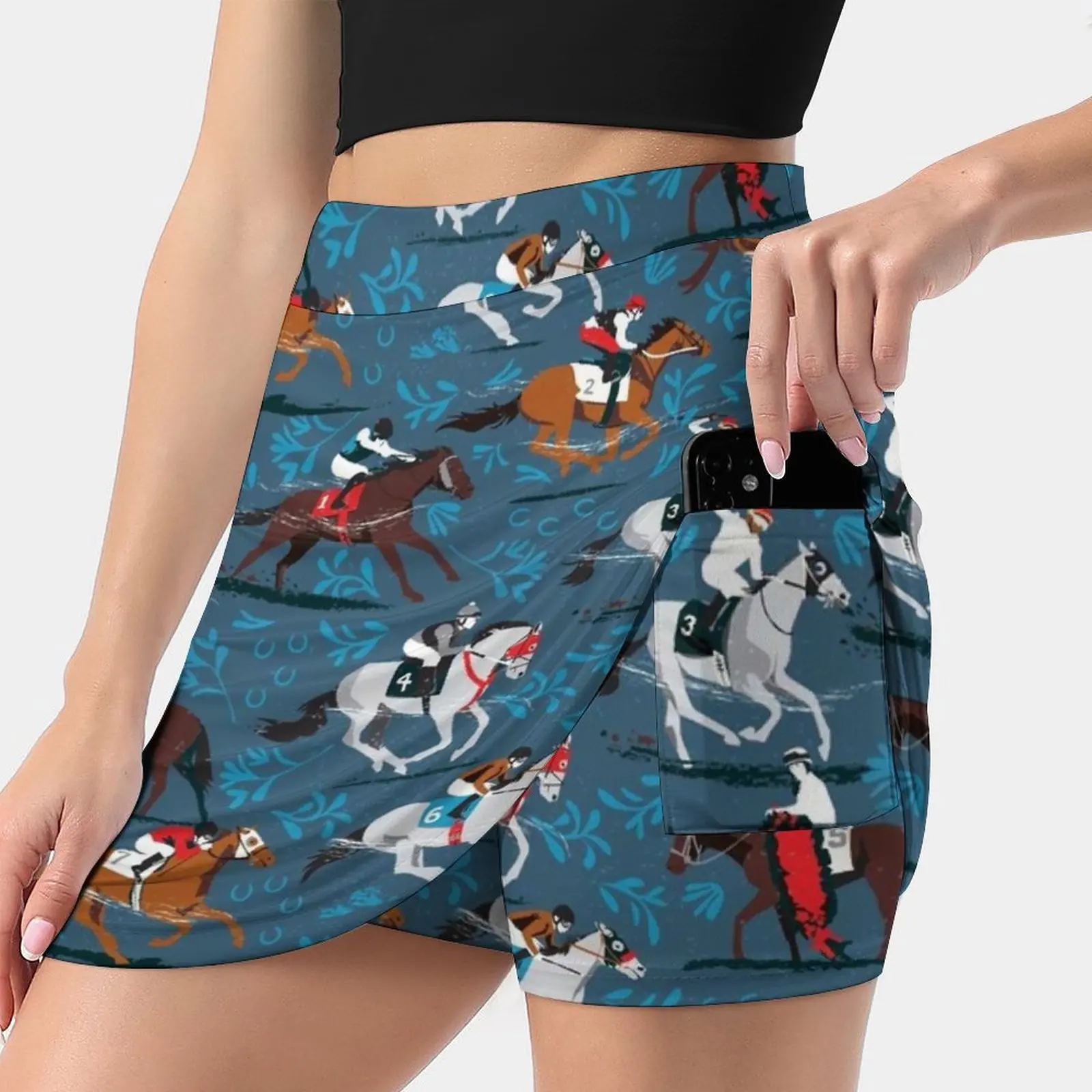 

Giddyup! Women's skirt Y2K Summer Clothes 2022 Kpop Style Trouser Skirt With Pocket Graphic Design Pattern Horses Horse Race