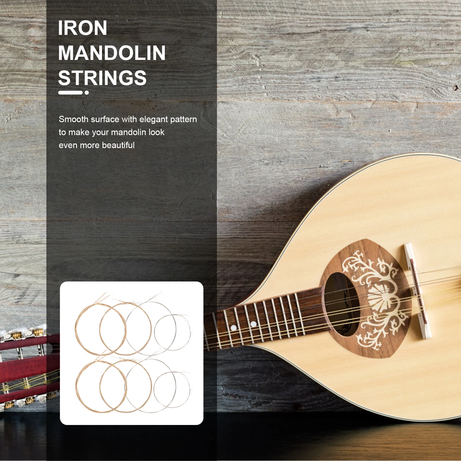 

1Set Mandolin Strings Acoustic Mandolin Accessory Durable Long Service Life Gift Stainless Steel Instrument String