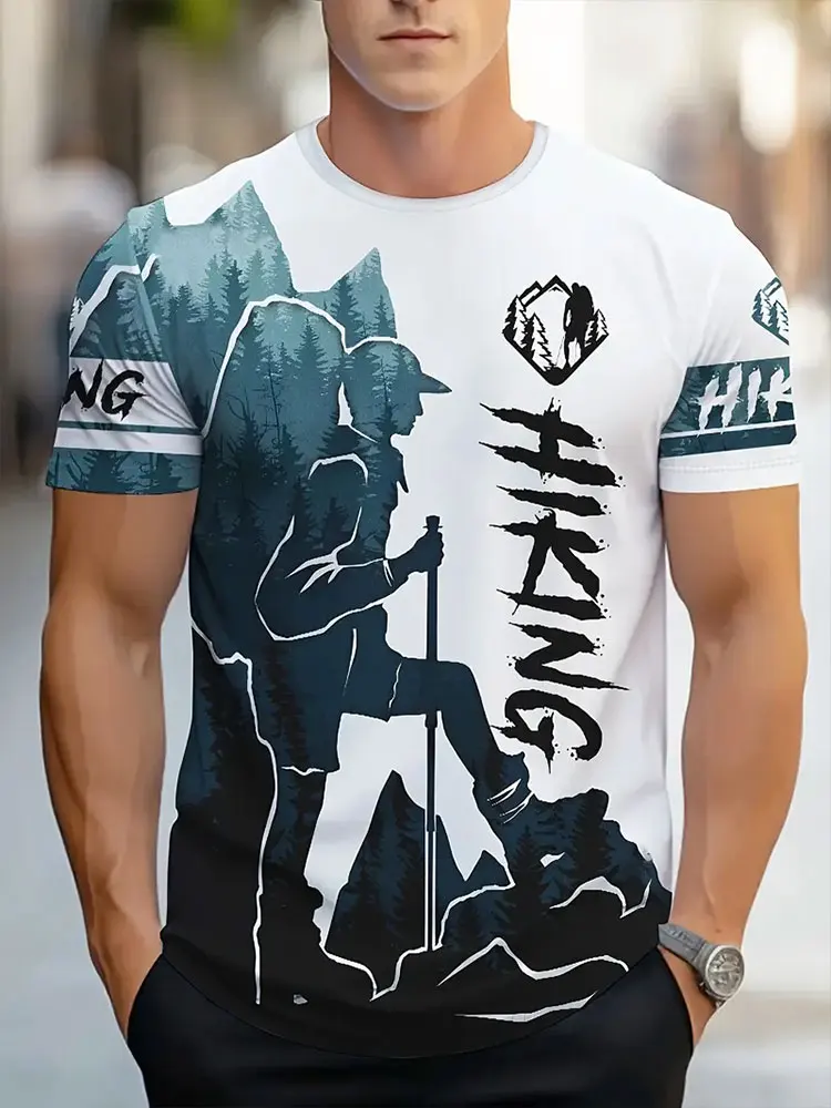 Sommer Herren Outdoor T-Shirt Wandern Herrenmode T-Shirt Camping atmungsaktiv schnell trocknend kurz ärmelig Top 3D gedruckt T-Shirt