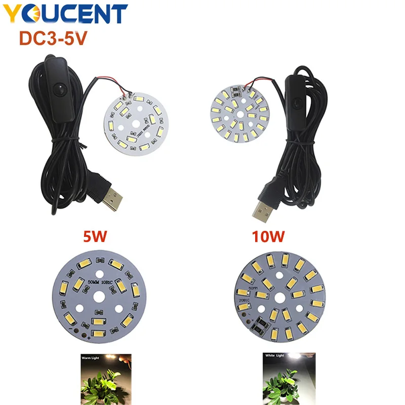 Placa de lámpara LED de 1 piezas 5730 SMD 5V, fuente de luz USB Universal, cuentas de lámpara de línea de 2 metros de un Color con interruptor de encendido/apagado