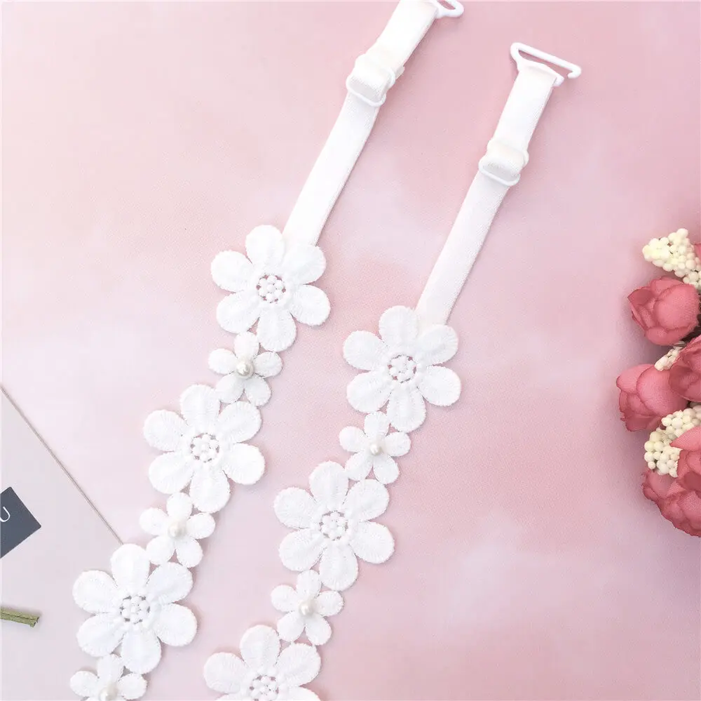 Moly Story Decorative Pearl Flower Bra Straps Women Shoulder Strap Intimate Accessories Underwear Belt
