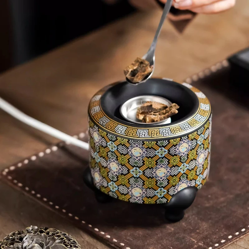 High Temperature Ceramic Electric Incense Burner/Regular Temperature Adjustment Home Indoor Incense Powder Essential Oil Censer