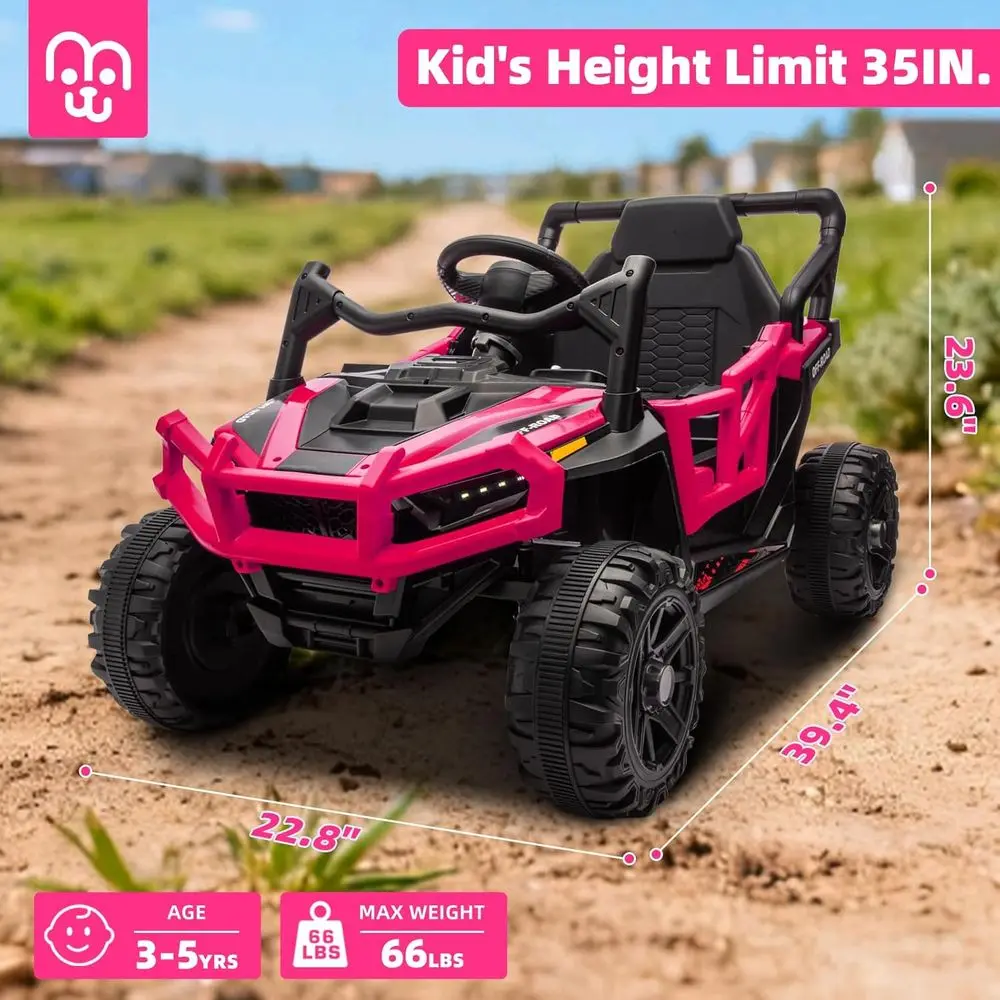 24V Kids Ride on Truck Car Remote Control, Twin 55W Motors 4MPH Max Speed Off-Road UTV, Bluetooth Music, Suspension System Safet