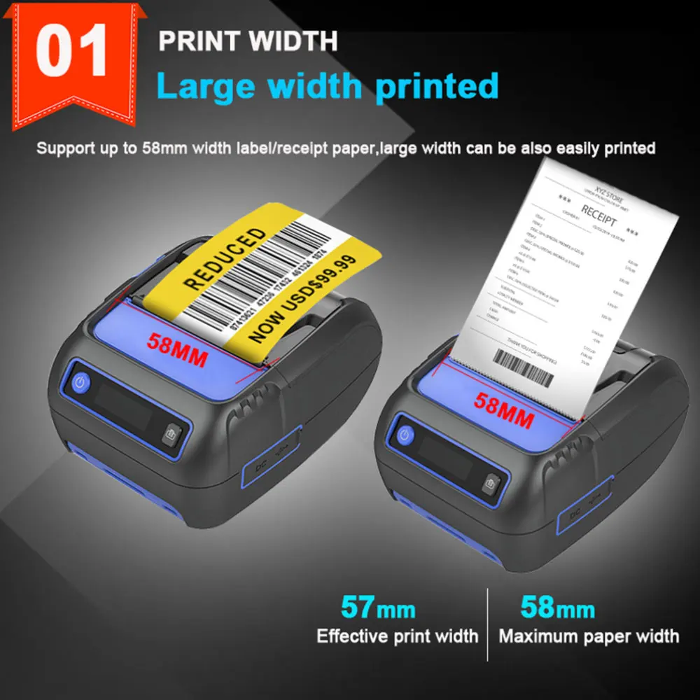 Milestone Label Receipt Impresora Portátil Thermal Printer 58mm  Mobile Printer Portabel Mini Bluetooth принтер Android IOS Heat