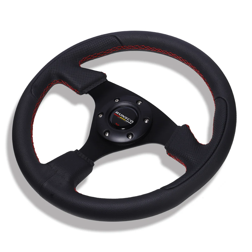 13Inch 330mm Steering Wheel Leather Drift Sim Racing Game Steering Wheel Flat 6061-T6 Aluminum Frame