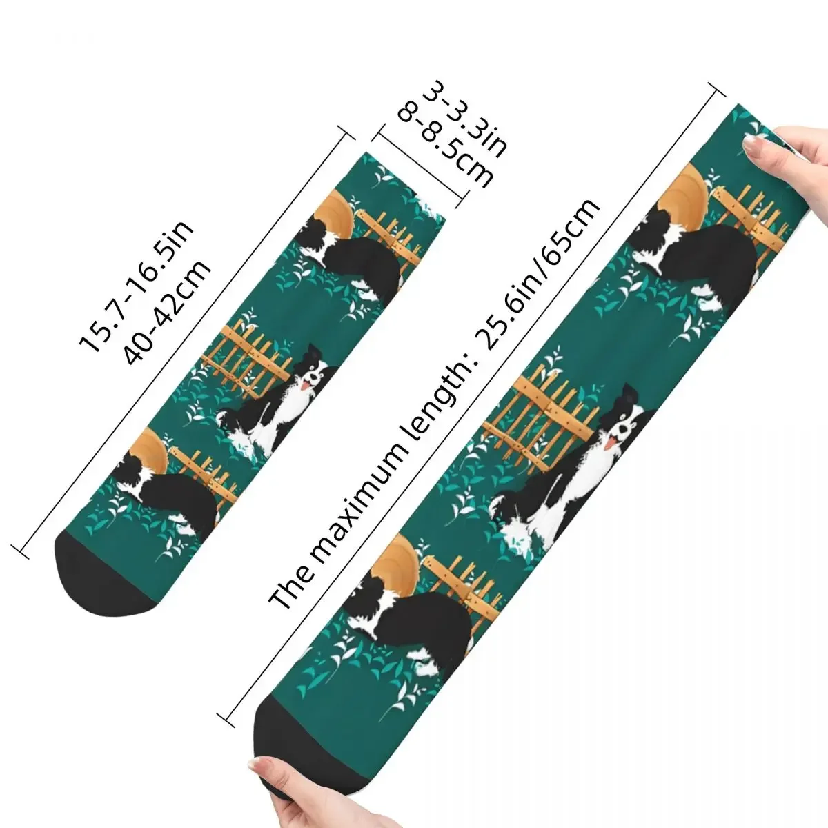 Vintage Playing With Sheep Men's Socks Border Collie Pet Dog Unisex Street Style Seamless Printed Happy Crew Sock Gift