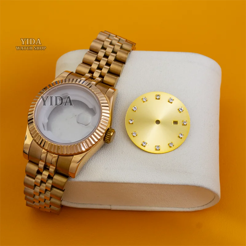 33MM Women's Watch Case Stainless Steel Bracelet Sapphire Crystal 25mm Diamond Dial For DATEJUST NH05 NH06 Movement Accessories