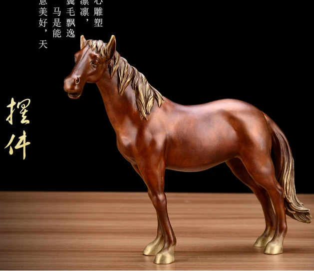 32 LARGE-BEST present Business TOP COOL office success efficacious Talisman Money Drawing RETRO HORSE  bronze  Hand sculpture