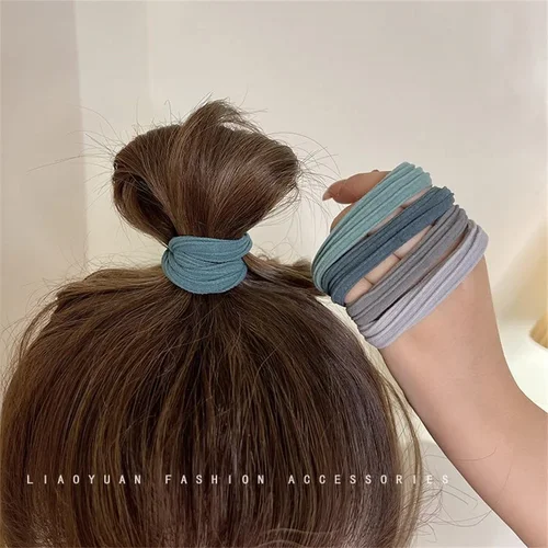 Imagen 2 del producto 10 unids/set de lazos coloridos para el cabello de alta elasticidad, coleteros, cuerda para el cabello, accesorios para el cabello para niñas y mujeres
