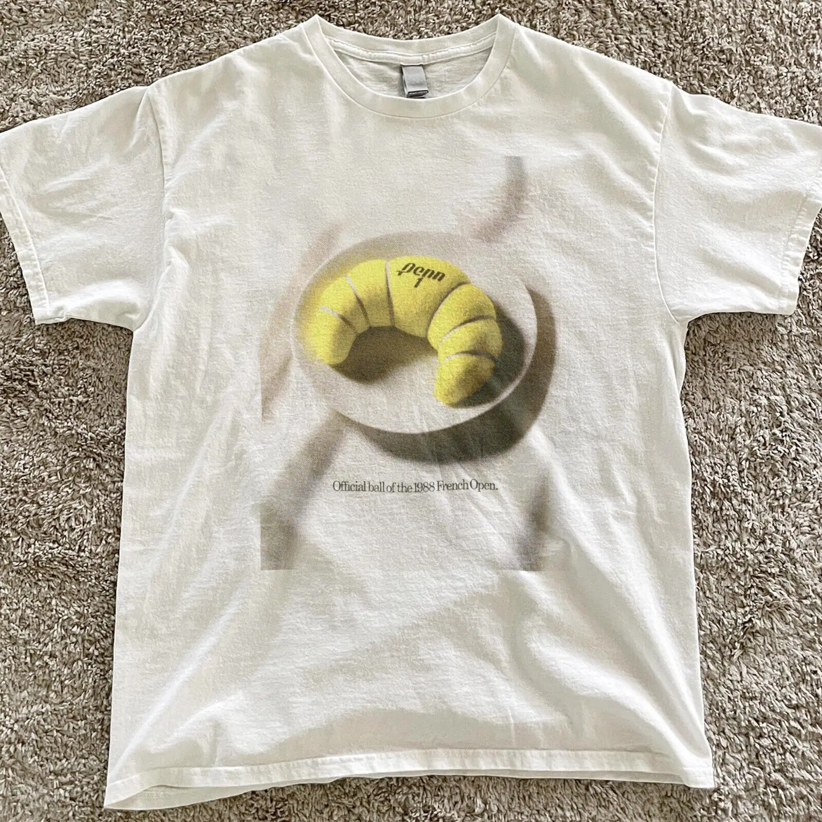 

Vintage Tennis Print Ad Tee - Penn official ball of the 1988 french open