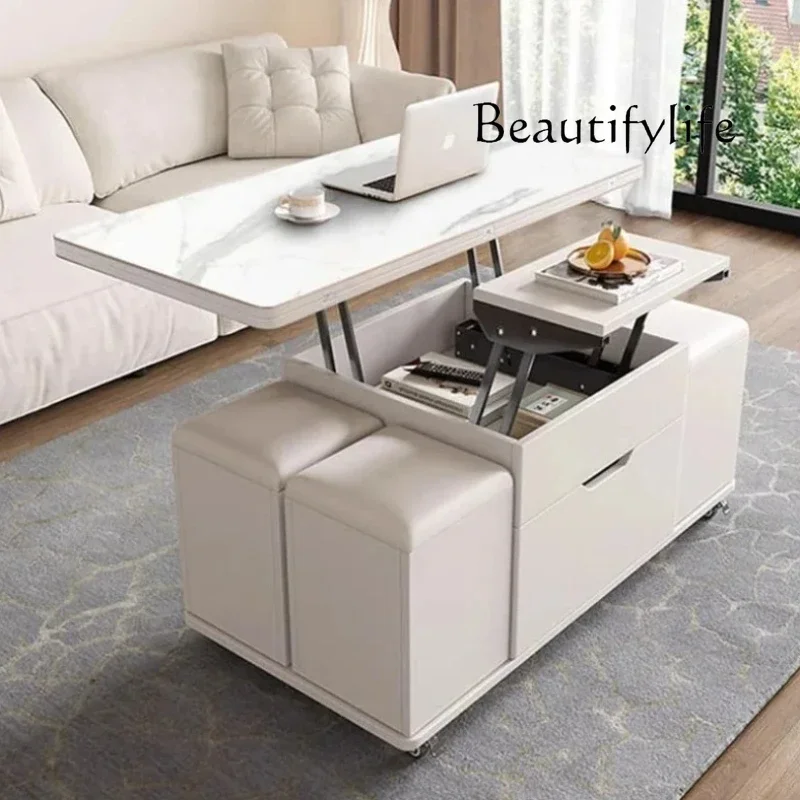 

YX Modern White Nordic Coffee Table Wood Storage Rectangle Minimalist Coffee Table Multifunction Wooden Mesa Auxiliar Furniture