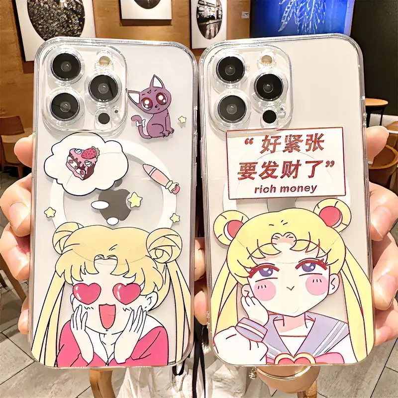 Anime Sailors Moons Cute Magsafe Magnetic Phone Case for Samsung Galaxy S25 S24 S23 S22 S21 S20 FE Plus Ultra 5G Soft Tpu Cover - náhled 4