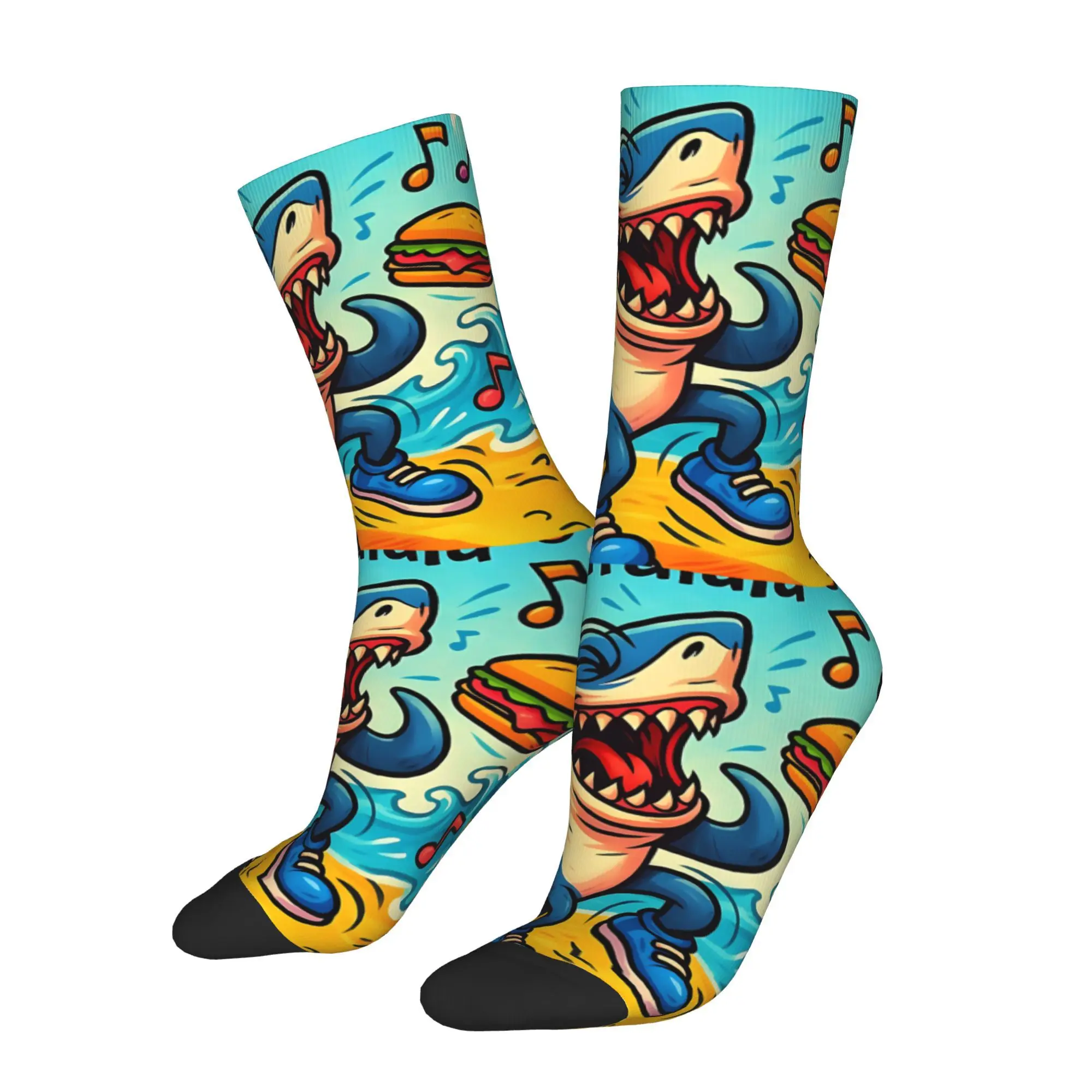 

Retro Tralalero Tralala Party On Beach Men's Socks Italian Brainrot Meme Unisex Hip Hop Funny Crew Sock Gift