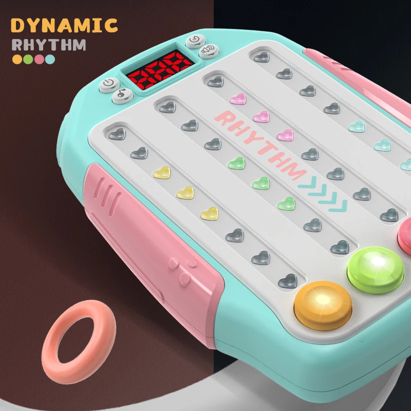 New Rhythm Quick Push Hand Speed Machine Handheld Console Game with Music Travel Games Fidget for Stress Relief Kids Toy Gifts