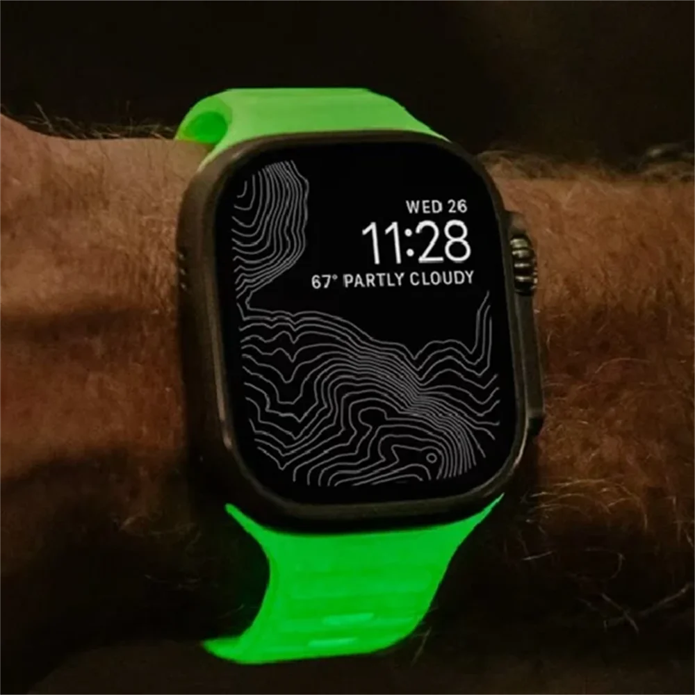 Glow in the Dark Watch Band For Apple Watch 45mm 41 40 44 42 38mm Lovely Luminous Soft Silicone Sports Strap For Serie 9 8 7 6 5