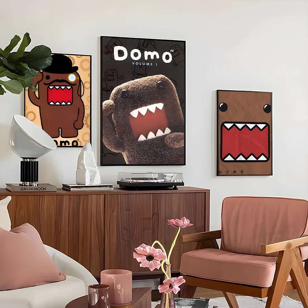 Cute Domo-Kun Poster Self-adhesive Art Waterproof Paper Sticker Coffee House Bar Room Wall Decor
