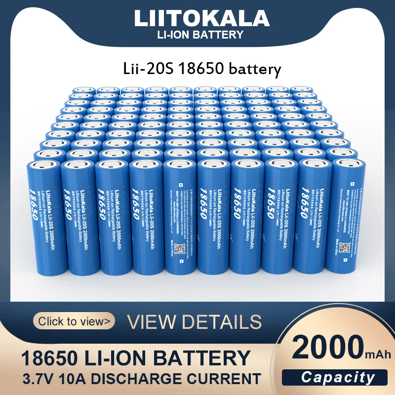 LiitoKala  Lii-20S 18650 2000mAh 3.7V  Power Rechargeable Lithium Battery for  Electric Tools