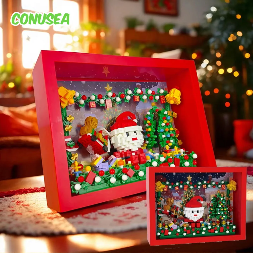 Presentes de natal papai noel árvore 1156 peças blocos de construção diy molduras bloco montagem brinquedos perto do ano brinquedos para crianças criança
