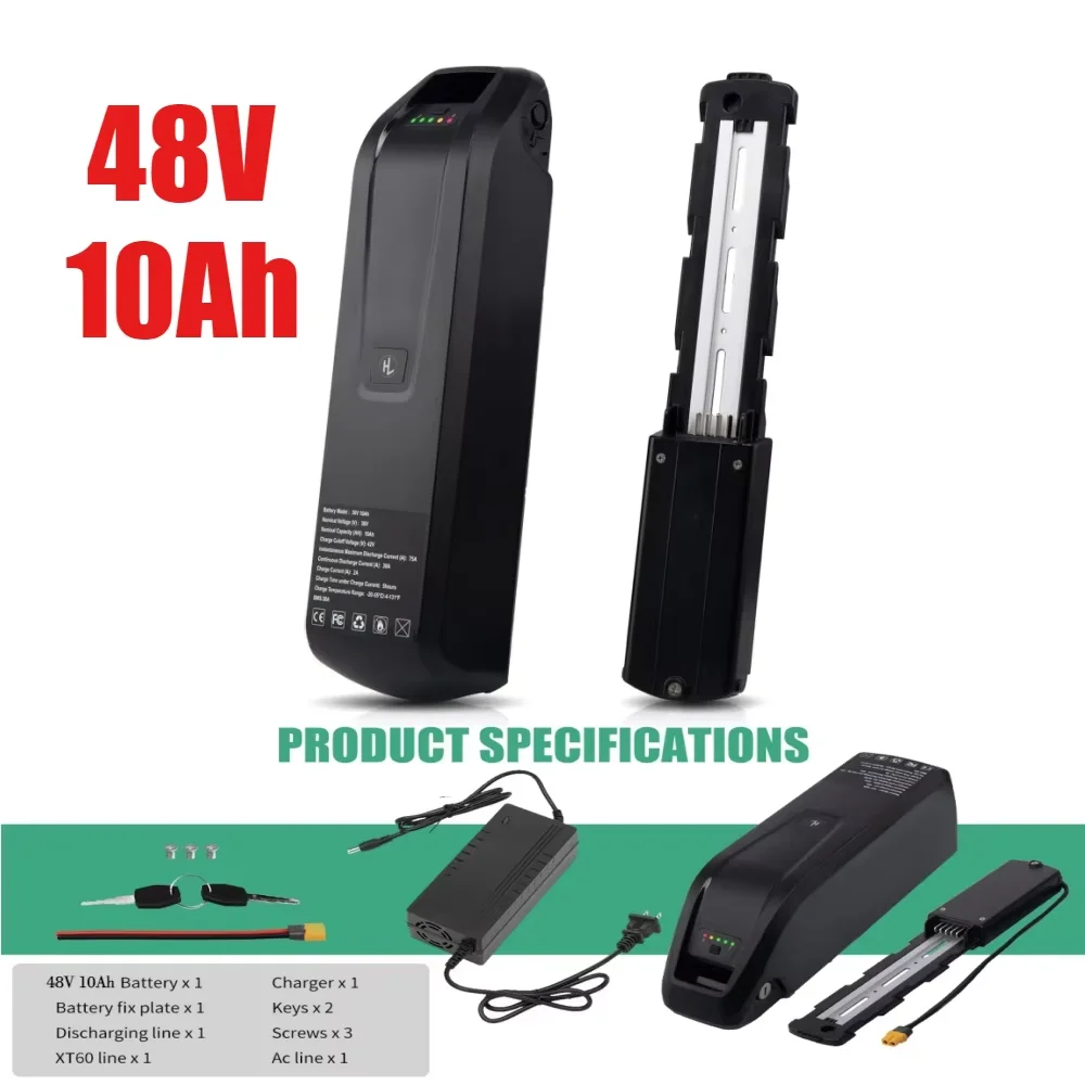EU Voorraad 4-Pin Hailong Batterij 48V 36V 10Ah 20Ah voor Bafang BBS02 BBS03 BBSHD Motor Hailong batterij 36V Hailong 48V Met Lader