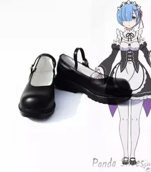 Re Zero Rem Ram Cosplay Schoenen Anime Cos Black Boots Comic Ram Meid Cosplay Kostuum Prop Schoenen Voor Con Halloween Party