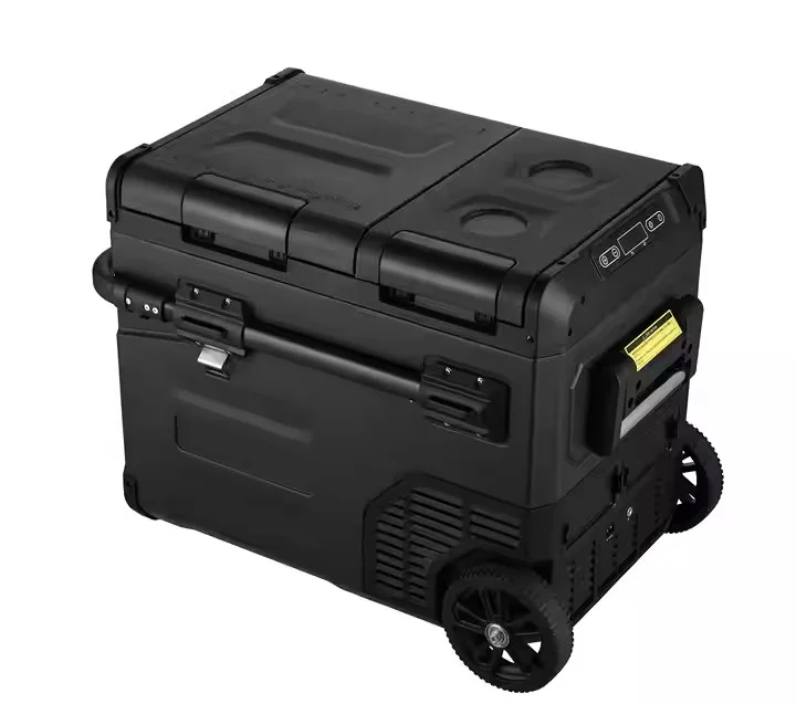 새로운 55L 저소음 듀얼 존 압축기 자동차 밴 여행 파티오 피크닉 바베큐 텐트에 대한 미니 휴대용 자동차 냉장고 냉동고 냉장고